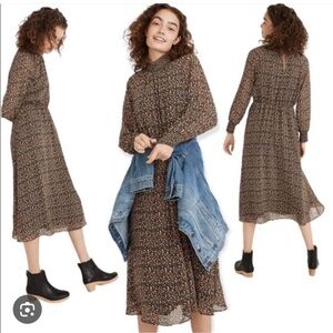 Madewell Mockneck Floral Midi Dress. EUC. Size M.